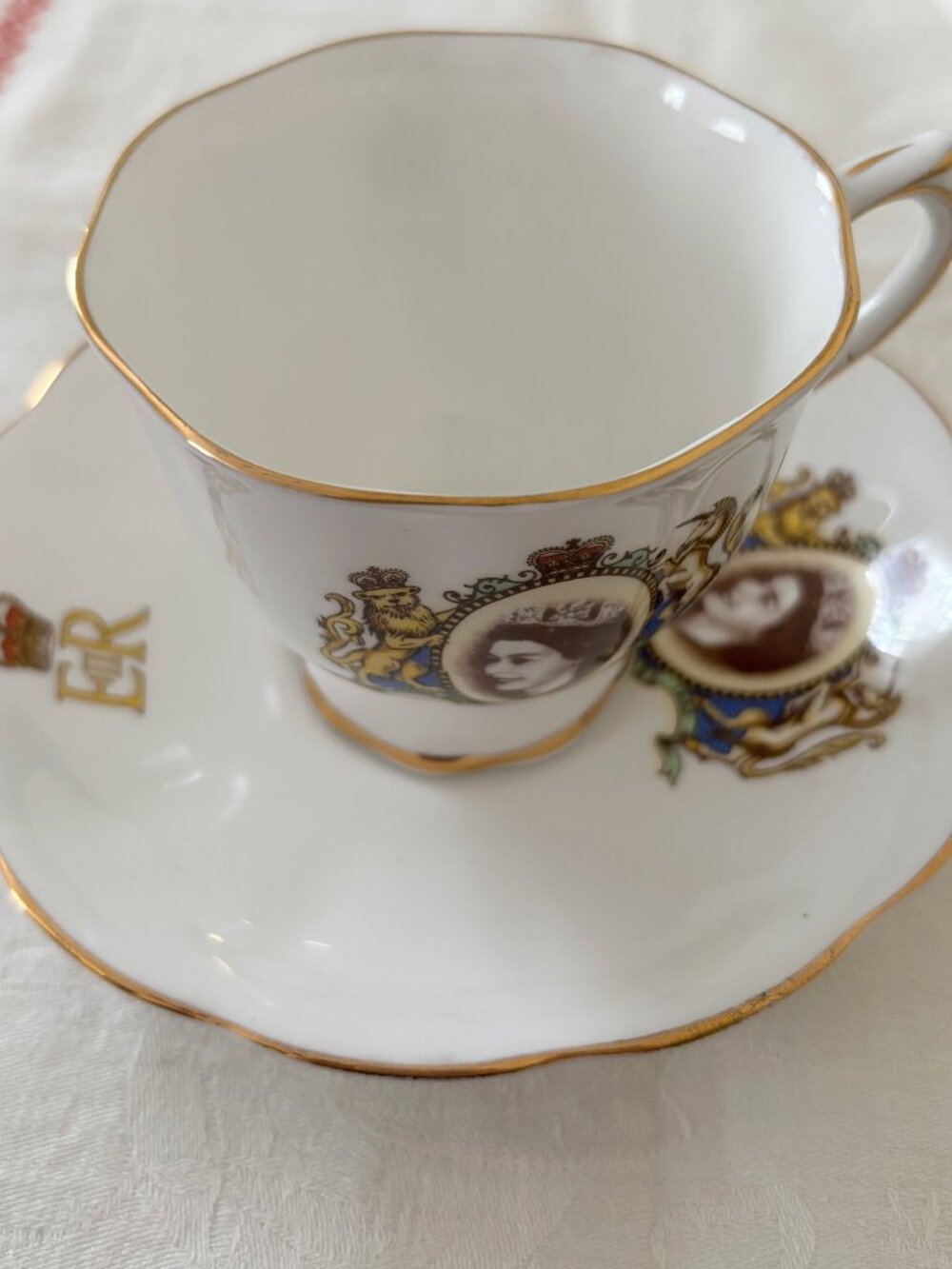 Vintage Royal Albert Bone China Queen Elizabeth Coronation Teacup and Saucer Set